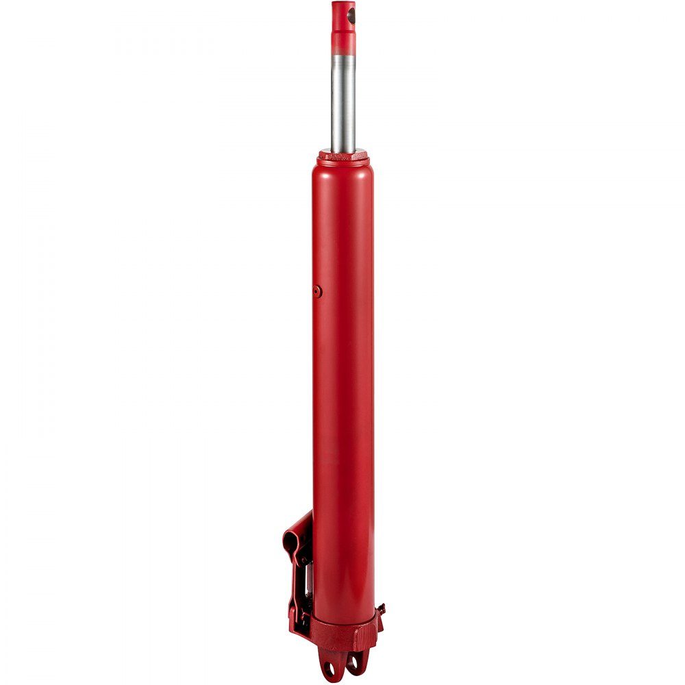 3T Capacity Hydraulic Long Ram Jack Single Piston Pump and Clevis Base Manual Elevating Platform Jack with Handle for Workshop Cranes Engine Hoists Red