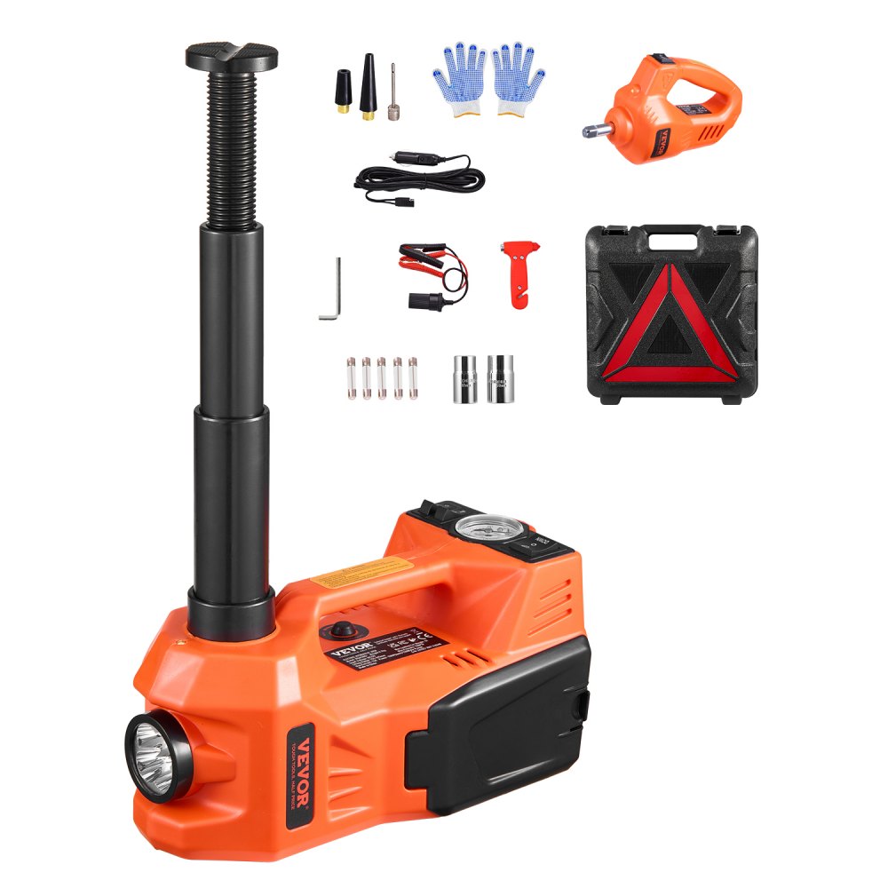 Cric électrique de voiture réglable et portable (5T) avec pompe intégrée, remplacement du démonte-pneu avec clé à chocs et jeu de crics de lumière LED pour berline SUV camion Cric électrique de voiture réglable et portable (5T) avec pompe intégrée, remplacement du démonte-pneu avec clé à chocs et jeu de crics de lumière LED pour berline SUV camion