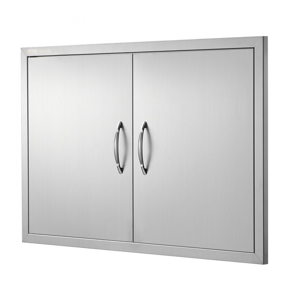 Grill-Zugangstür, 889 x 610 mm, doppelte Außenküchentür, bündig montierte Edelstahltür, vertikale Wandtür mit Griffen, für Grillinsel, Grillstation, Außenschrank