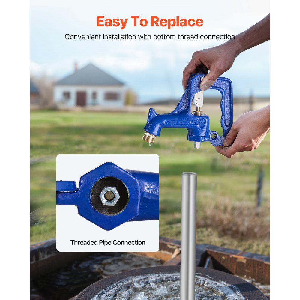 Outdoor Faucet Frost Proof Garden Hydrant Complete Head Assembly with G 1" Pipe Thread and G 3/4" Hose Connector for Yard/Garden Irrigation (Pipe Not Included)