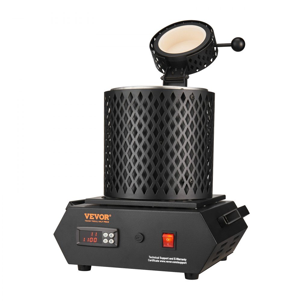 Gold Melting Furnace1350W 1150℃ Max Temperature Digital Electric Melting Furnace 1kg/3kg Ceramic Crucible with Crucible Tongs and Gloves for Processing Gold, Silver, Copper, Aluminum, Red