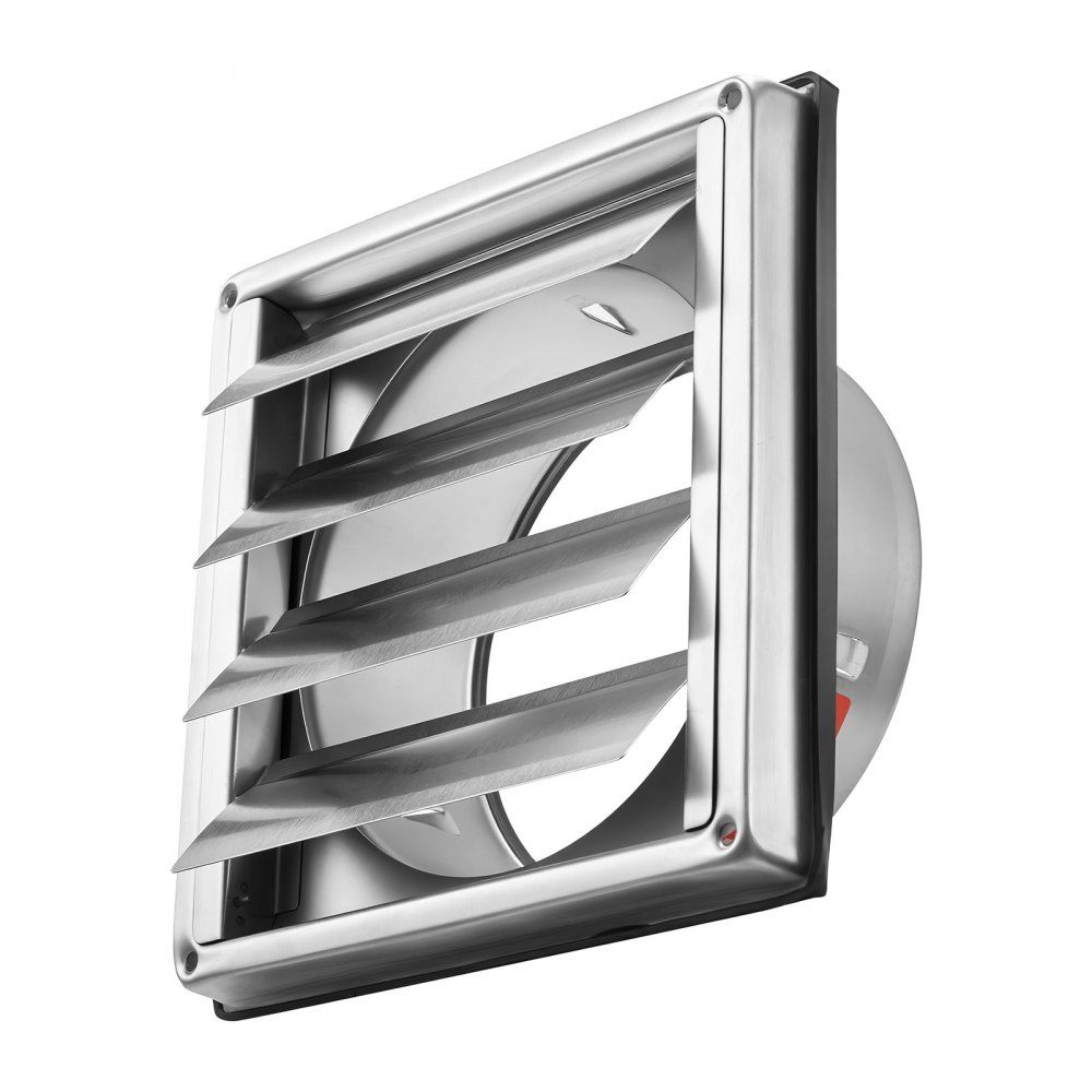 Ventilation grille stainless steel, weather protection grille 189x189x80 mm, slat grille with noise-reducing rubber seal, exhaust grille for home, bathroom, garage, kitchen, basement (1 piece, silver)