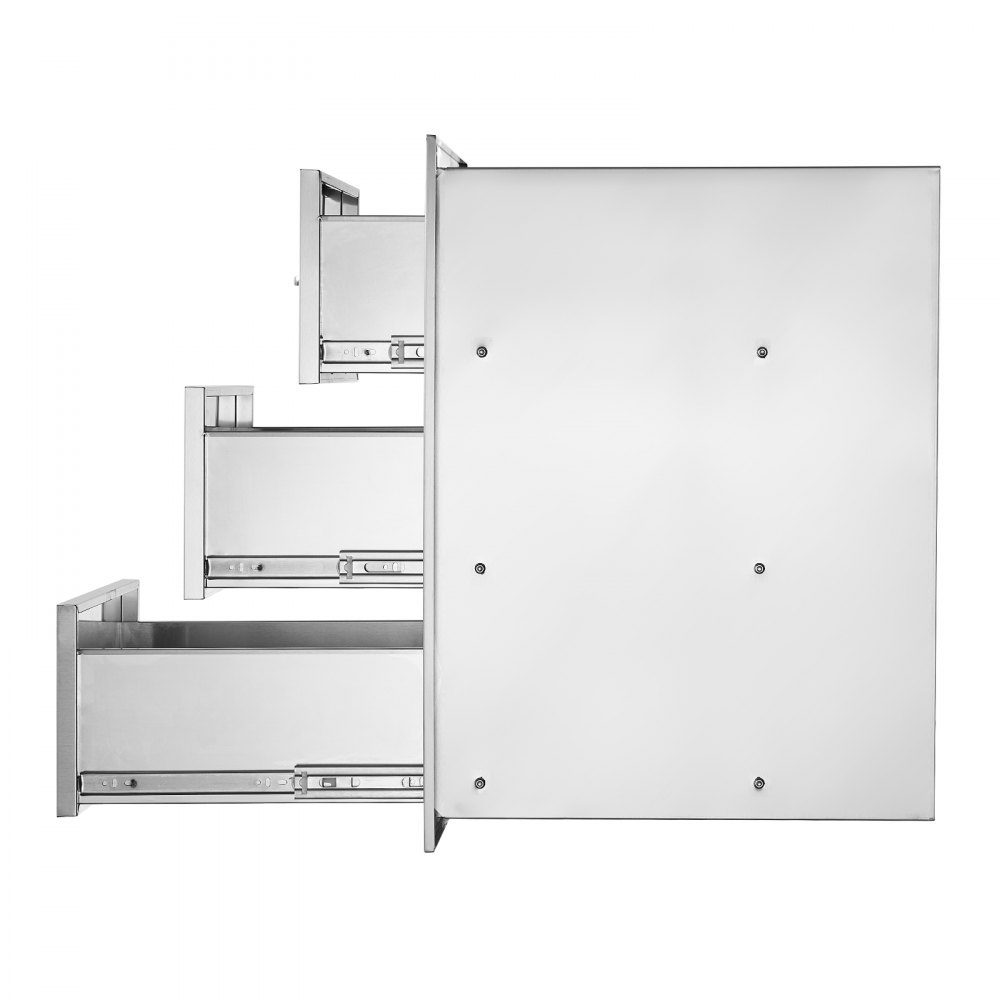 Buitenkeukenladen 16"B x 28,5"H x 20,5"D, roestvrijstalen verzonken grillladen met drievoudige toegang en handgreep, grilleilandladen voor buitenkeukens of terrasgrillstations