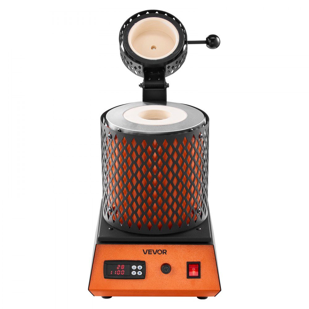 Digital Gold Melting Furnace Machine with 3kg Ceramic Crucible, Electric Melting Furnace 1350W Max 1150℃, Metal Melting Furnace Set for Jewelry Making, Metal Rods, Metal Components, Black