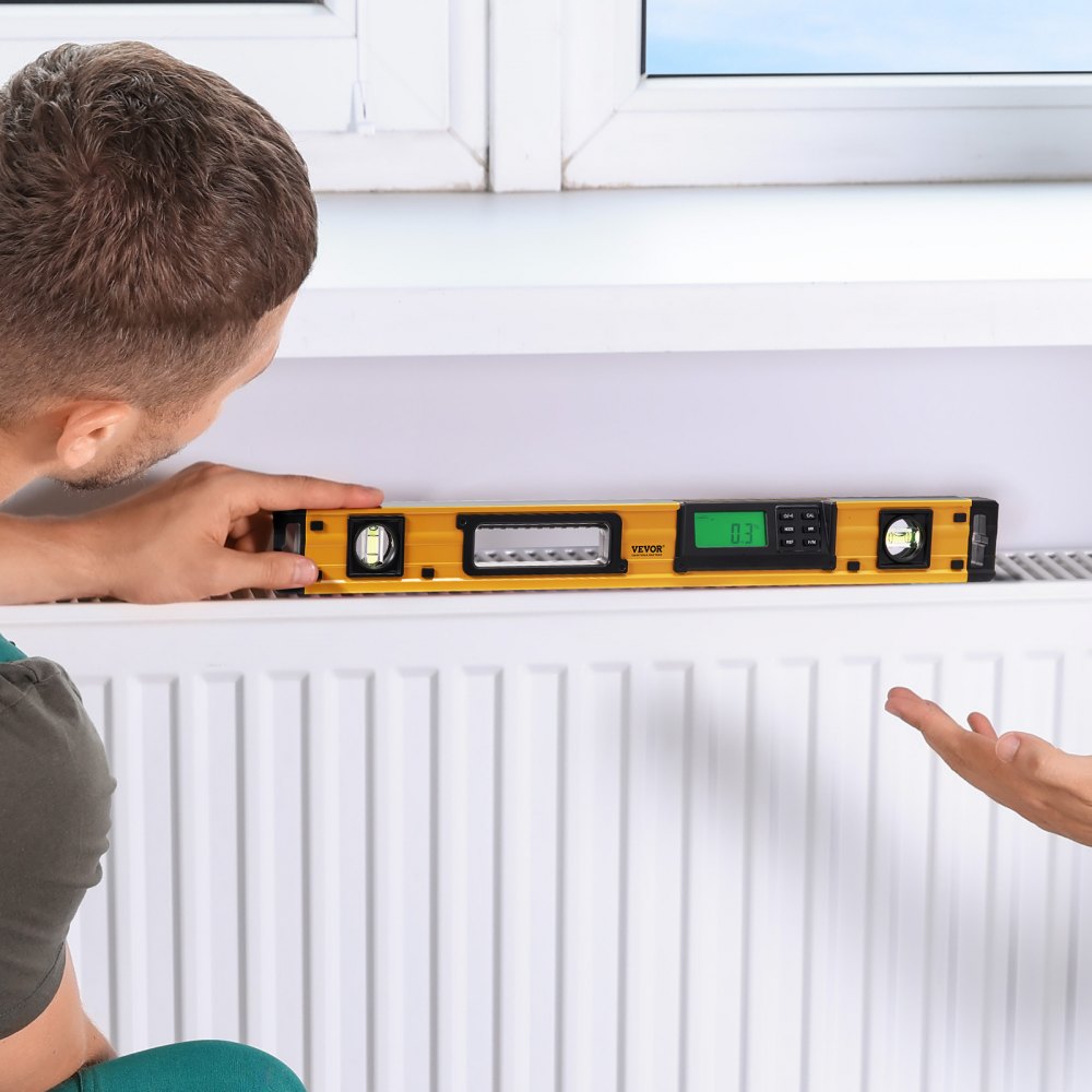 Digitaler Neigungssensor, Aluminium-Wasserwaage mit LCD-Bildschirm, 600 mm Länge, 3 Stufen, Messbereich von 0–360° (4 x 90°), 0,5 mm/m Genauigkeit, Speicheraufzeichnung und Haltefunktion Digitaler Neigungssensor, Aluminium-Wasserwaage mit LCD-Bildschirm, 600 mm Länge, 3 Stufen, Messbereich von 0–360° (4 x 90°), 0,5 mm/m Genauigkeit, Speicheraufzeichnung und Haltefunktion