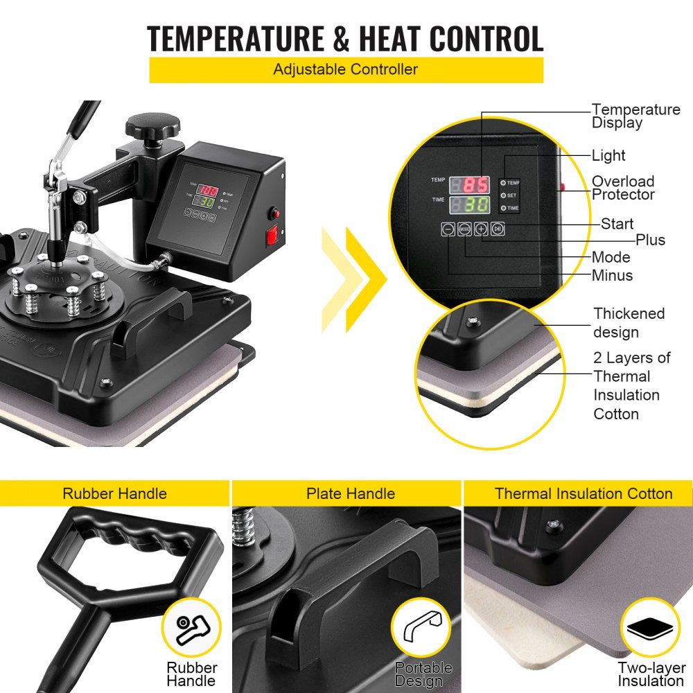 Heat Press 6 in 1 Heat Press Machine 38x30cm T-Shirt Press Machine Heat Press Machine DIY Heat Press with Digital LED Temperature