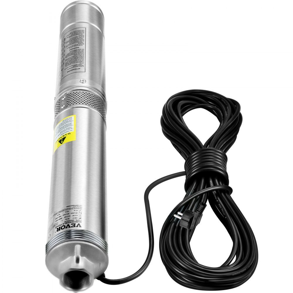 88,9 mm Tiefbrunnenpumpe 750W Brunnenpumpe 105L/min Tauchpumpe max. Förderhöhe 62m Rohrpumpe 230V 50Hz Sandpumpe IP68 Wasserpumpe mit 20m Kabelpumpe Ideal zur Bewässerung oder Wasserversorgung
