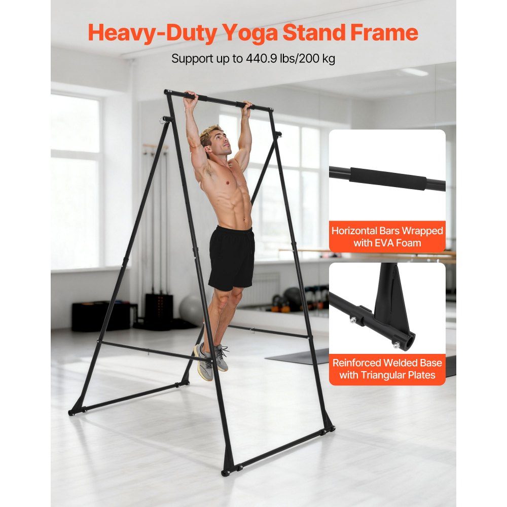 Support de balançoire pour support de yoga avec max. Capacité de charge de 200 kg et mousse EVA et réglage horizontal à 4 niveaux et vertical à 6 niveaux, cadre de hamac multifonctionnel (cadre uniquement)