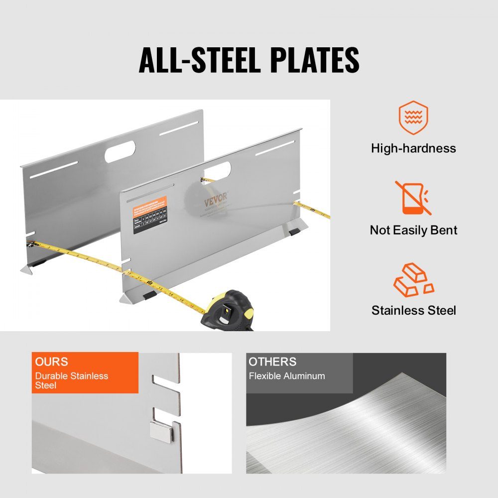 Wheel alignment device, pack of 2 wheel alignment plates, stainless steel toe angle measuring plate, 4 alignment rods and magnetic slots, including tape measures and conversion table