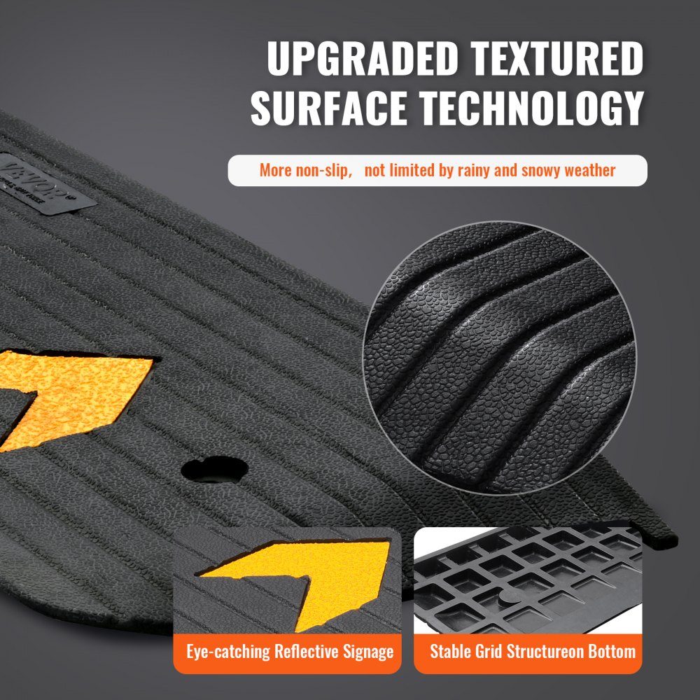 Threshold Ramp, Solid Rubber Door Sill Ramp, 15 Ton Load Capacity, Curb Ramp with Channel, 113 x 24.1 x 2.5 cm, Wheelchair Ramp, Access Ramp, Rubber Ramp, Ideal for Uneven Floor Curbs