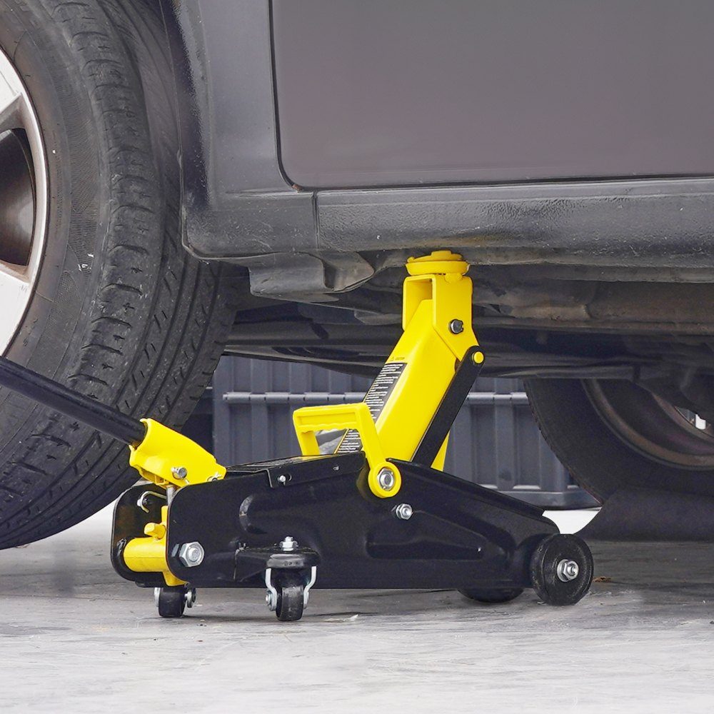Hydraulic Car Jack Flat Car Jack 2T Heavy Duty Iron Hydraulic Car Jack Hydraulic Car Jack with Single Piston Quick Lift Pump Yellow 125.2-335mm