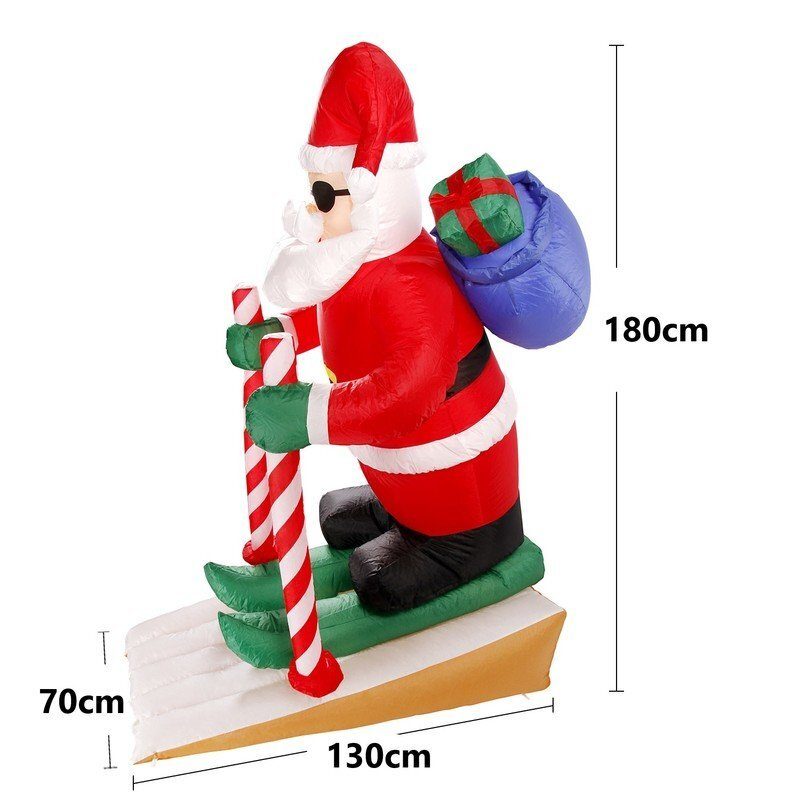 Christmas decoration inflatable Santa Claus skis with lights and accessories