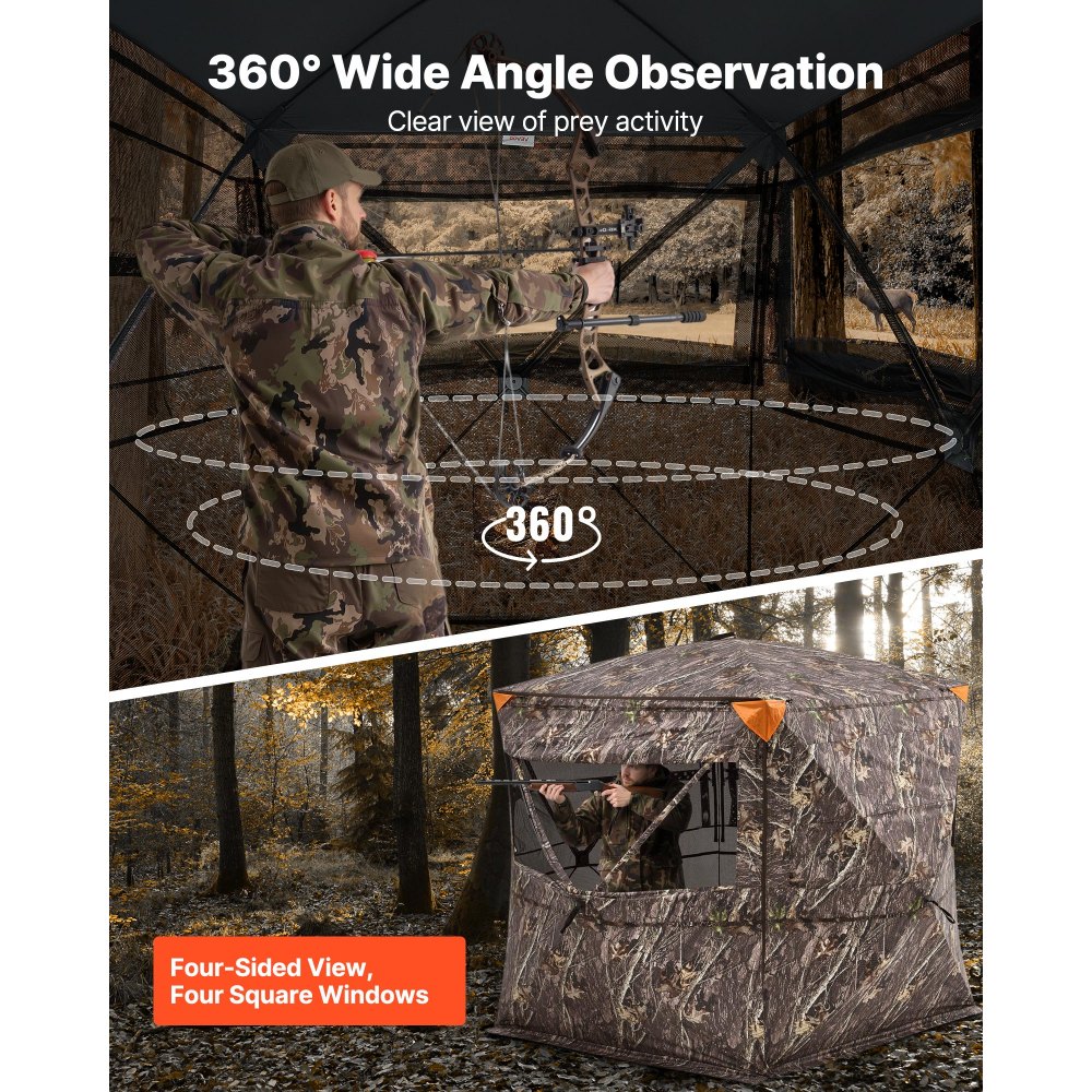 Tente de chasse, cachette de chasse pour 4 à 5 personnes, panneaux de fond transparents avec sac de transport, tente de camouflage robuste avec porte et fenêtre à fermeture éclair silencieuse, abri de chasse pour moutons, cerfs et lapins Tente de chasse, cachette de chasse pour 4 à 5 personnes, panneaux de fond transparents avec sac de transport, tente de camouflage robuste avec porte et fenêtre à fermeture éclair silencieuse, abri de chasse pour moutons, cerfs et lapins