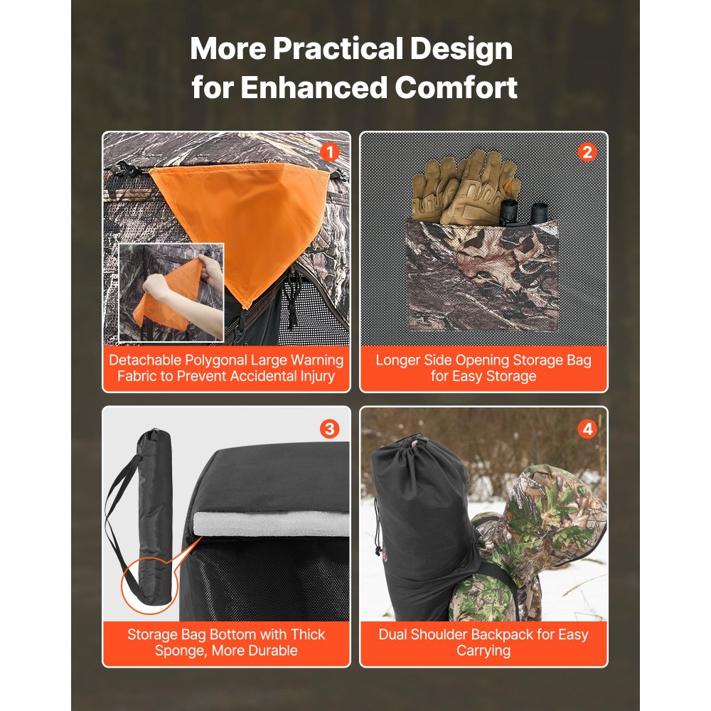 Hunting tent hunting hideout, 2-3 person portable camouflage tent, 270° transparent ground hideout, suitable for turkey and deer hunting, hunting shelter with carry bag, 148 x 148 x 170 cm Hunting tent hunting hideout, 2-3 person portable camouflage tent, 270° transparent ground hideout, suitable for turkey and deer hunting, hunting shelter with carry bag, 148 x 148 x 170 cm