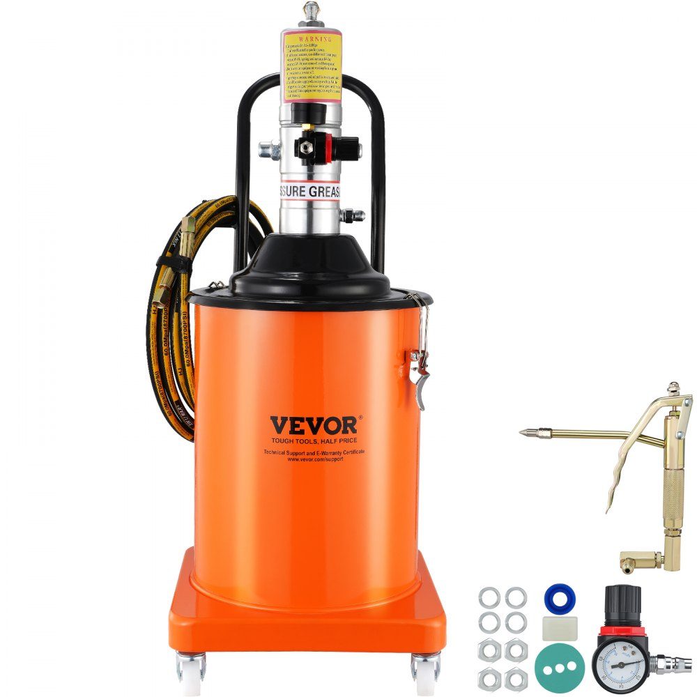 Grease Pump 20L Air Powered Grease Pump 0.6-0.8MPa Die Cast Aluminum Pump -20-100°C Operating Temperature Pneumatic Grease Pump NPT Port Grease Pump Suitable for 0-3# Grease