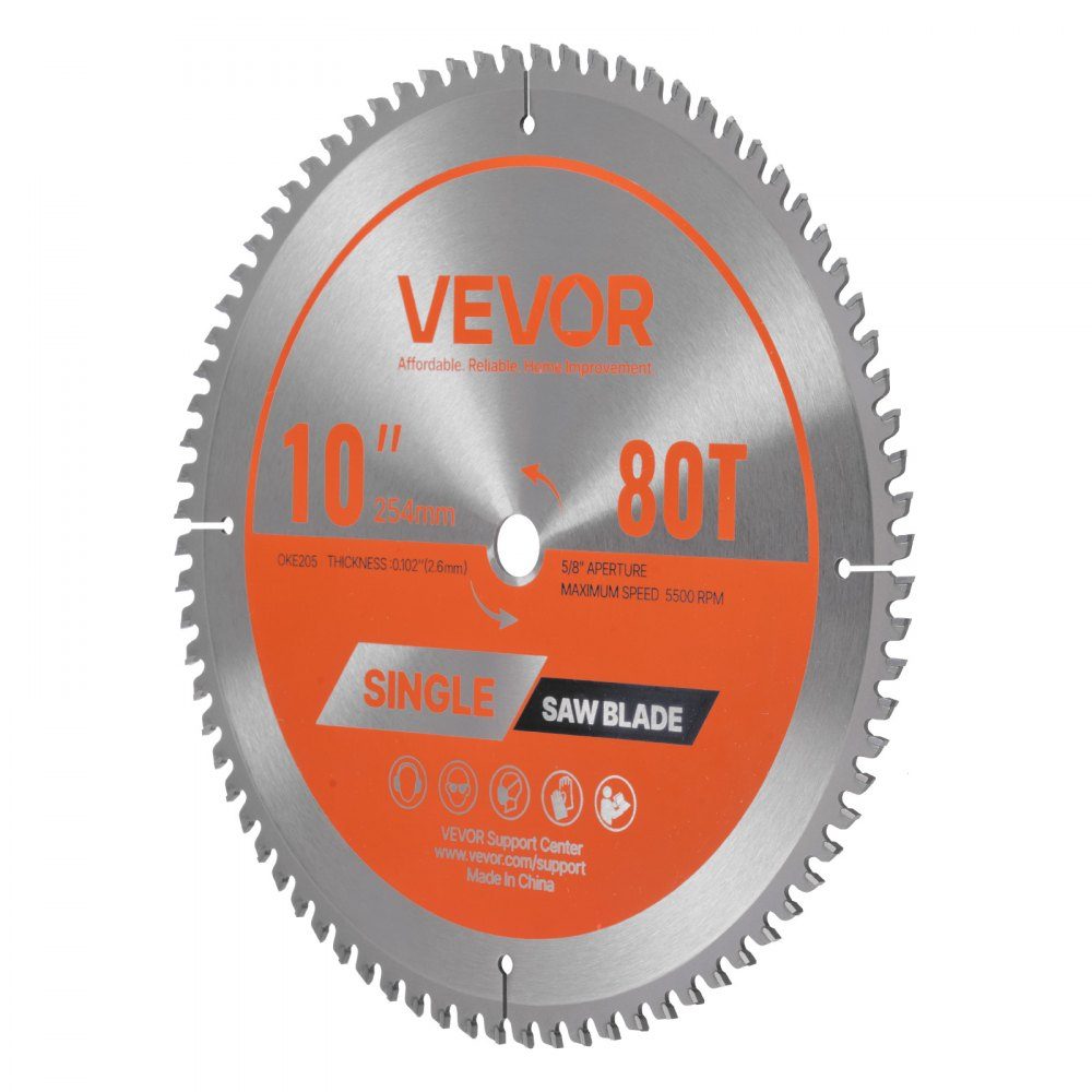 Circular saw blade (254mm diameter, 80 sharp teeth and 2.6mm thickness), ideal for cutting aluminum, compatible with circular saws, alloy steel saw blade with noise-reducing heat dissipation