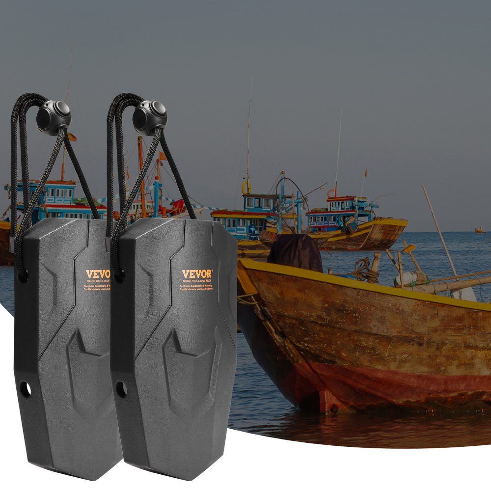 Fender-Set, 2 Fender, 21,6 x 40,6 cm, EVA-Bootsfender, horizontale oder vertikale Montage, Dockfender mit Polyesterseilen und Kabelschloss-Aufbewahrungstasche, UV-geschützter Bootsfender, schwarz