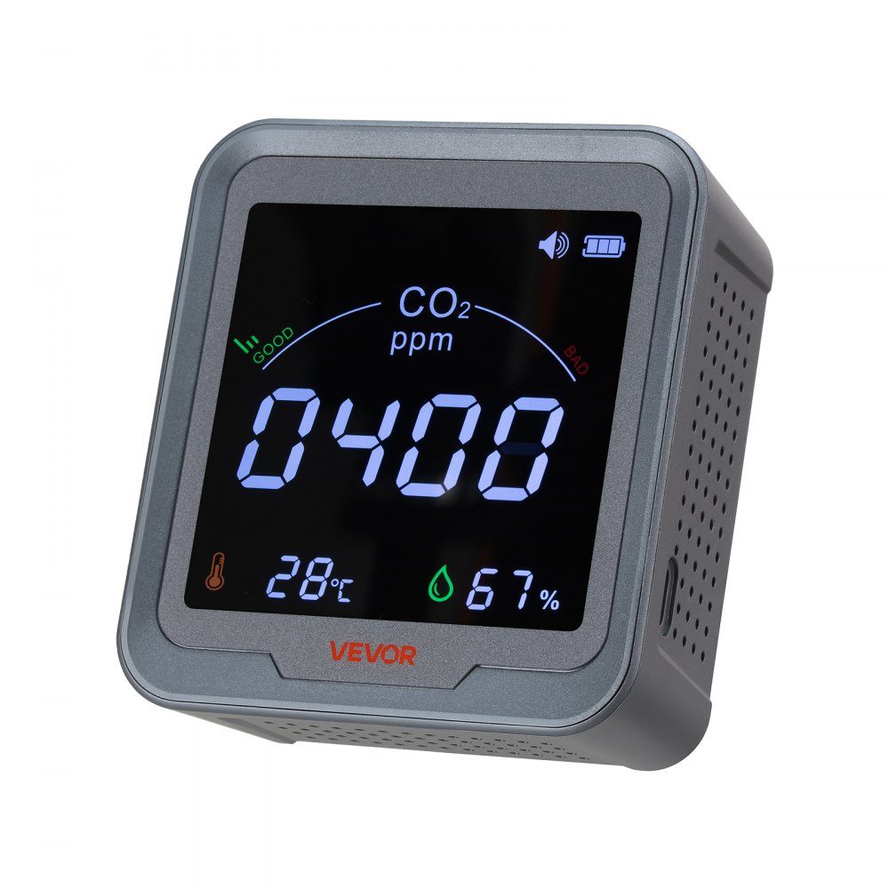 CO2 Detector, CO2 Monitor with Temperature and Humidity Display, NDIR Sensor, Carbon Dioxide Meter, Wall Mounted CO2 Alarm for Home Office Car Outdoor