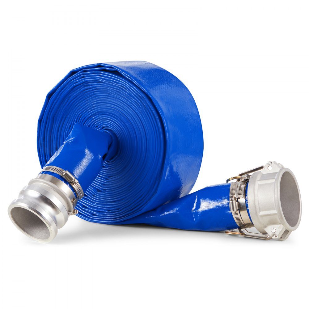 76.2mm x 15.24m Flat Hose Sewage Hose with Clamps Camlock Aluminum Connectors Suitable for Various Pumps, Wastewater Treatment, Water Transportation and Other Purposes