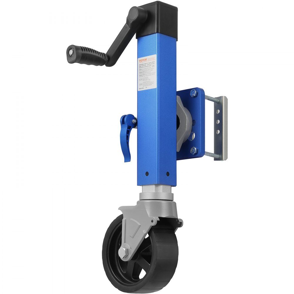 Cric de remorque avec roue, support de remorque de 725 kg, cric de remorque de bateau pivotant en PP à roue unique, moyeu de 254 mm, remorque de voyage boulonnée avec poignée pour camping-car, bateau, remorque à chevaux, remorque utilitaire