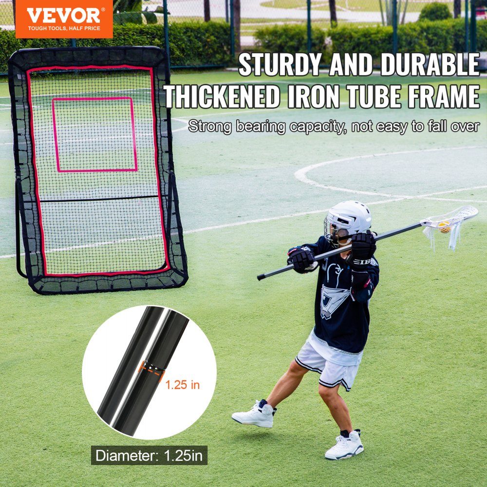 Hinterhof-Lacrosse-Rebounder, 1,5 x 2,1 m, Volleyball-Rebound-Netz, Pitchback, Throwback, Baseball, Softball, Return-Trainingsbildschirm, verstellbarer Winkel, Schießübungs-Trainingswand mit Zielscheibe
