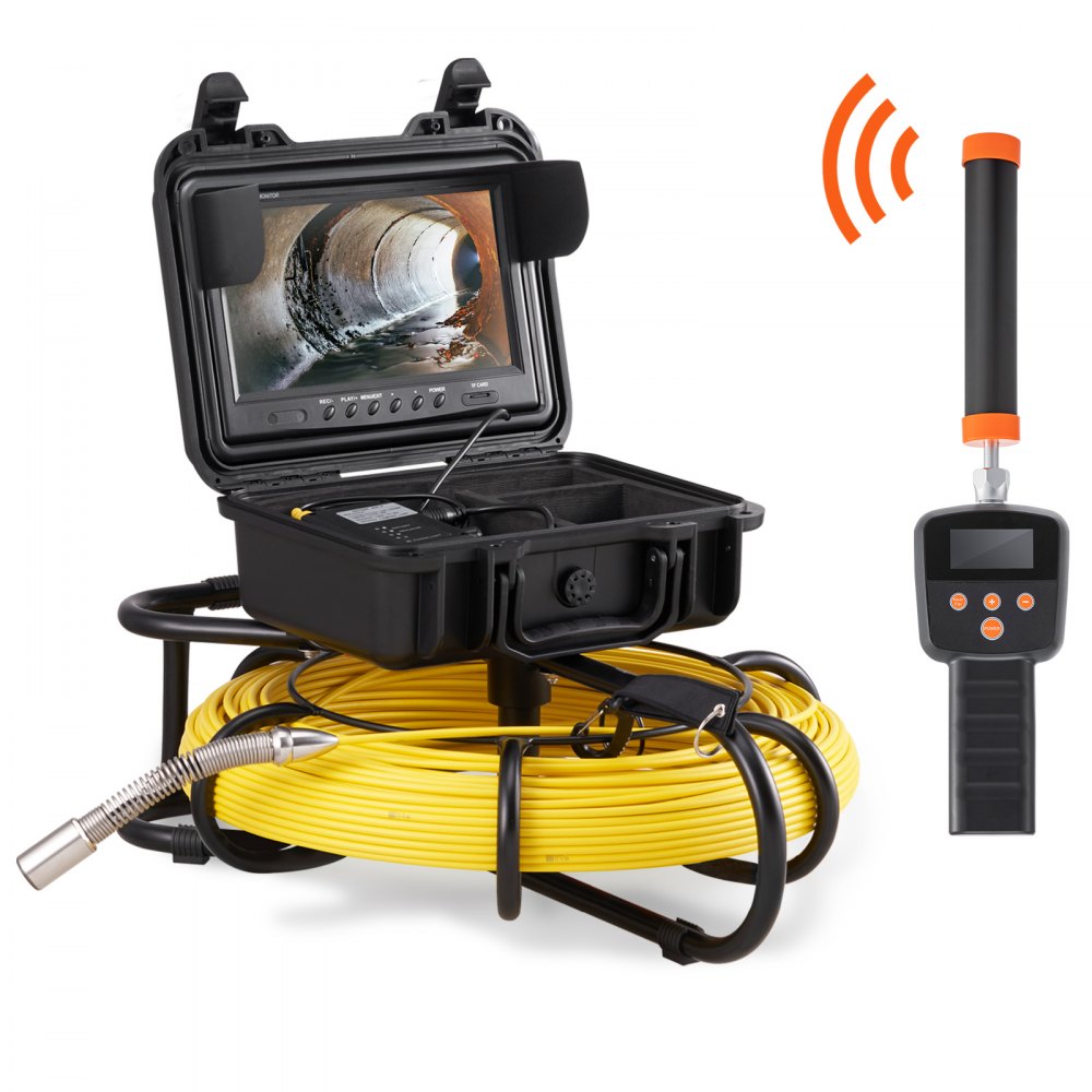 Sewer Camera with 512Hz Locating, 91.5m, 23cm Pipe Inspection Camera with DVR Function, IP68 Camera with 12 Adjustable LEDs, a 16GB SD Card for Sewer Pipe, House, Sewer, Drain Pipe Sewer Camera with 512Hz Locating, 91.5m, 23cm Pipe Inspection Camera with DVR Function, IP68 Camera with 12 Adjustable LEDs, a 16GB SD Card for Sewer Pipe, House, Sewer, Drain Pipe