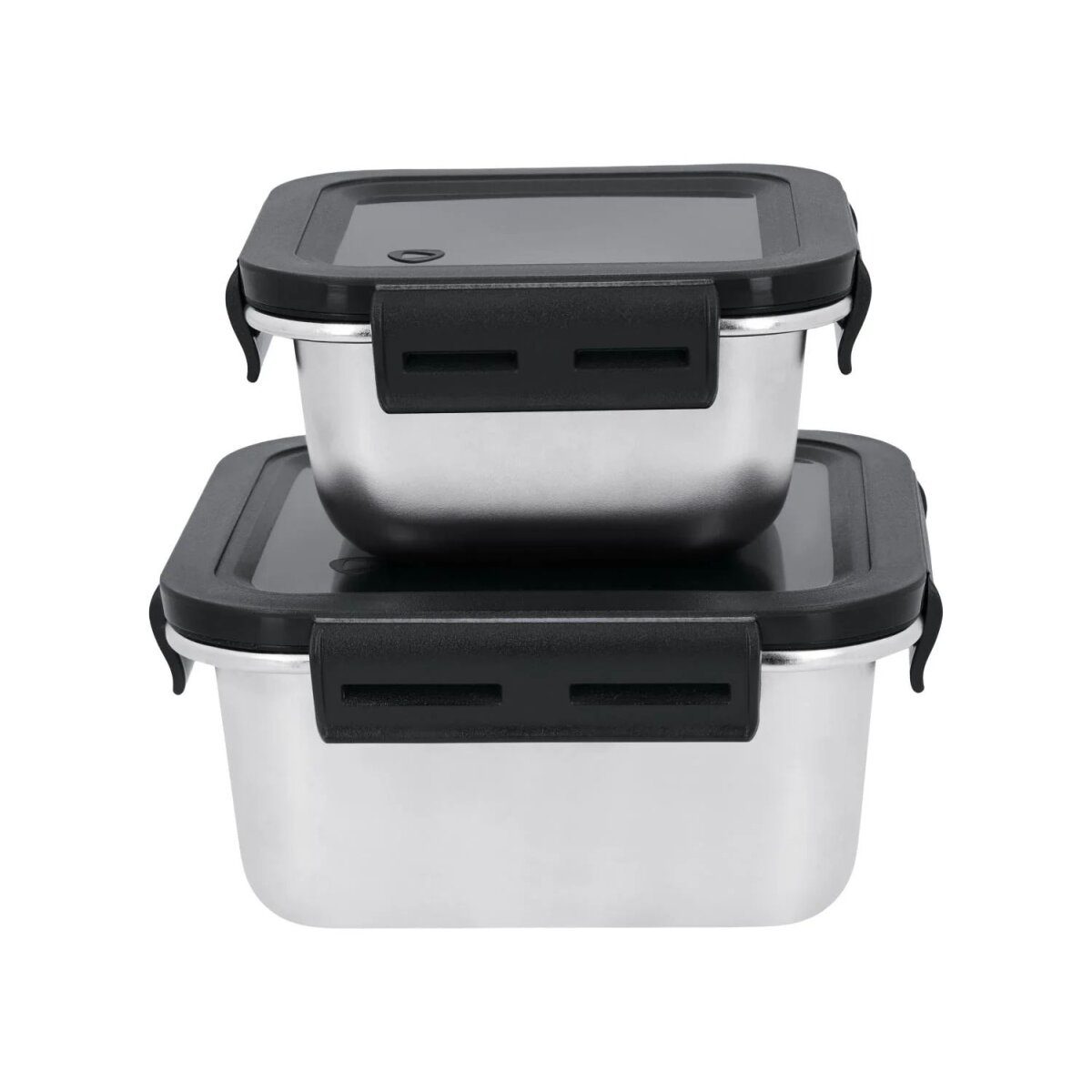 Set de boîtes de conservation alimentaire SILVERCREST® en acier inoxydable (carré, argent/noir)