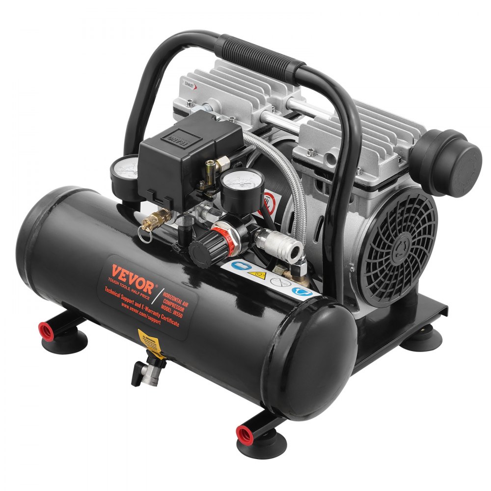 Luchtcompressor, stalen tank van 1 gallon, 1 pk, 1,5 CFM, 7 bar, olievrije luchtcompressor en maximale druk van 120 PSI, 68 dB, ultrastille draagbare compressor voor autoreparatie, bandenspanning, spuiten Luchtcompressor, stalen tank van 1 gallon, 1 pk, 1,5 CFM, 7 bar, olievrije luchtcompressor en maximale druk van 120 PSI, 68 dB, ultrastille draagbare compressor voor autoreparatie, bandenspanning, spuiten