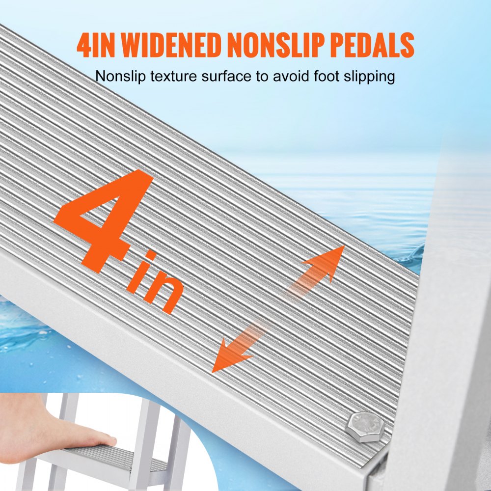 Dock Ladder Fold Up 5 Step 300lb Aluminum Pontoon Boat Ladder with Wide Step and Non-Slip Rungs Swimming Step Ladder for Boarding Ships/Lake/Pools/Ocean Dock Ladder Fold Up 5 Step 300lb Aluminum Pontoon Boat Ladder with Wide Step and Non-Slip Rungs Swimming Step Ladder for Boarding Ships/Lake/Pools/Ocean