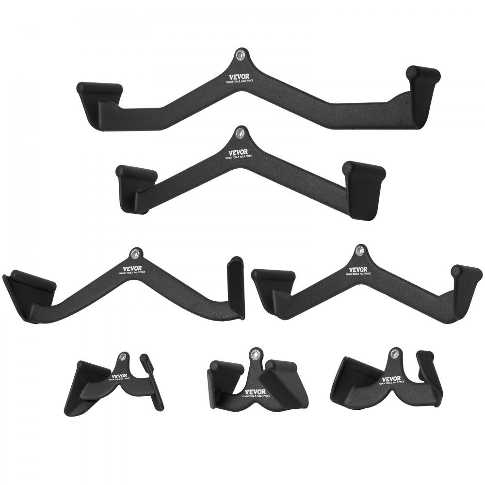 Latzug-Aufsätze, Kabel-Rudergerät, T-Stange, V-Stange, 7er-Set, Trizeps-Klimmzugstange, gummibeschichteter Griff für Rückenkrafttraining, Bizeps-Curl, Trizeps-Lat-Pulldown-Stange für Heim-Fitnessstudio