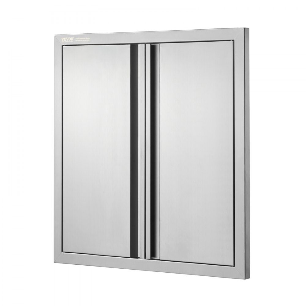 Grilltoegangsdeur 610x610mm Dubbele buitenkeukendeur Inbouw roestvrijstalen deur Verticale muurdeur met intrekbare handgrepen voor grilleiland Grillstation Buitenkast