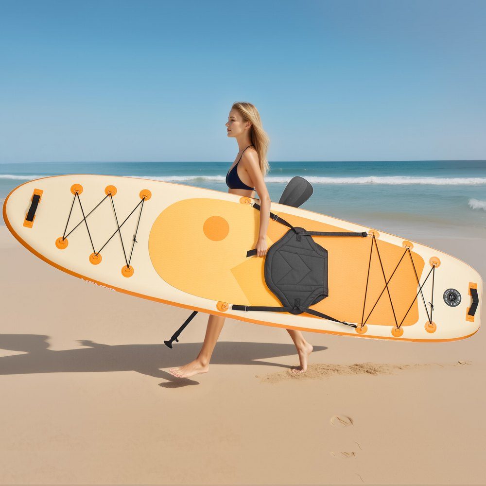 Aufblasbares Stand Up Paddle Board (304,8 x 83,8 x 15,2 cm) Paddleboard mit Sitz, Komplettset inklusive Pumpe, Paddelflosse, Rucksack, Knöchelleinengurt, für Jugendliche und Erwachsene