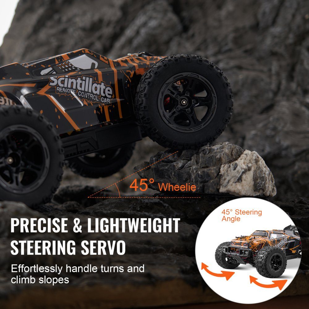Remote Control Car, 1:10 Scale RC Car, 4WD Off-Road Vehicle with 45° Wheelie and Adjustable Speed, 50km/h RC Racing Car Toy, Ideal for Ages 8 and Up, IPX4