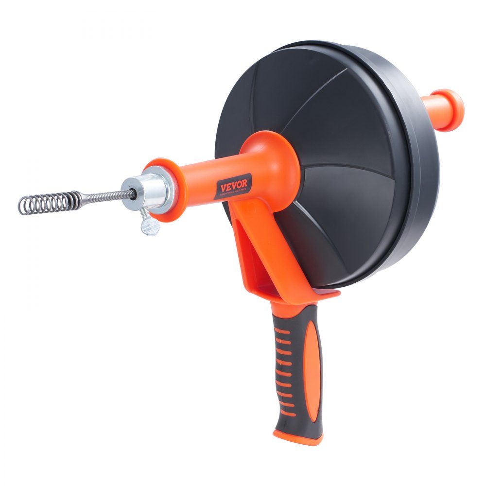 Pipe Cleaning Cable 1/4" x 300" Spring Steel Cable Drain Cleaner with Drum Manual & Electric Hand Feed Pipe Cleaning Shaft Pipe Cleaning Device Ideal for Toilet Sewer Floor Drains