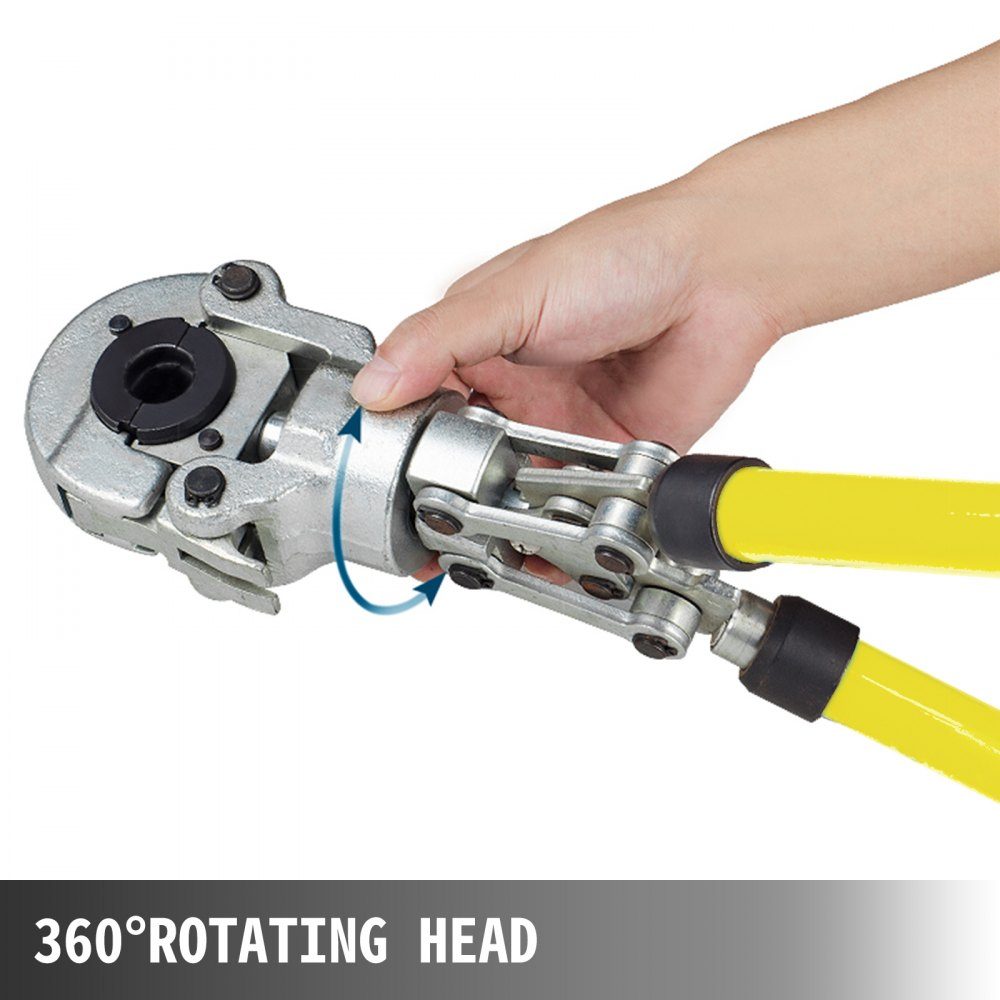 Pressing pliers V12, V15, V22, V28, TH16, TH20, TH26, TH32 mm, crimping pliers, pressing pliers with 360° rotating head and ergonomic rubber handle, portable pipe pressing pliers, manual cable lug pliers
