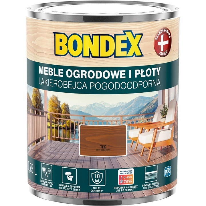 Lasure laque Bondex lasure résistante aux intempéries couleur bois teck 0,75 l Lasure laque Bondex lasure résistante aux intempéries couleur bois teck 0,75 l