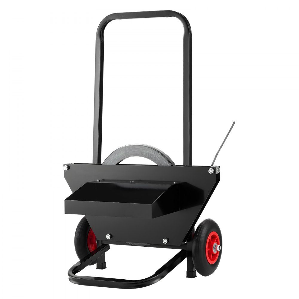 Distributeur, adapté aux bobines de feuillard en acier avec des dimensions extérieures de mandrin de 600 mm, distributeur de cerclage avec roues en caoutchouc, chariot de cerclage, dispositif de cerclage, adapté à l'usine, à l'entrepôt, à la zone de charg
