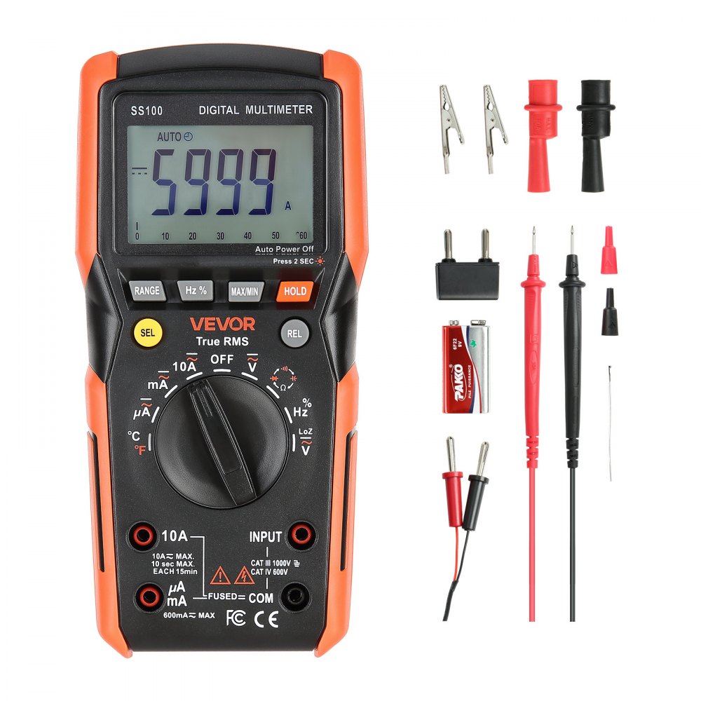Multimètre numérique, voltmètre TRMS DC/AC 6000 points, testeur de courant, réglage automatique du courant, tension, résistance, capacité, température, diodes, continuité, mesure de faible impédance Multimètre numérique, voltmètre TRMS DC/AC 6000 points, testeur de courant, réglage automatique du courant, tension, résistance, capacité, température, diodes, continuité, mesure de faible impédance