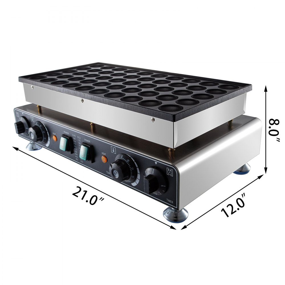 50pcs Mini Pancake Maker Non-Stick Stainless Steel Dorayaki Baker Commercial Electric Poffertjes Grill Pan 1800W Dual Temperature and Time Control for Restaurants