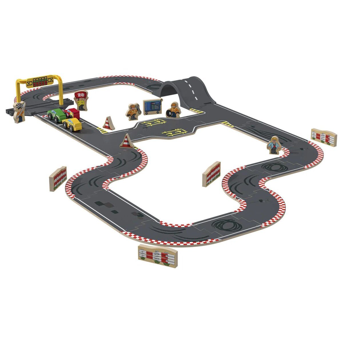Coffret de route PLAYTIVE®, en bois véritable, piste de course