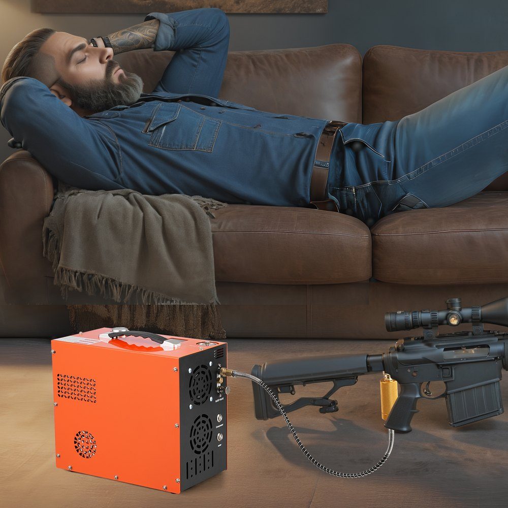 PCP Air Compressor, 4500PSI/30MPa Portable PCP Air Rifle Compressor - Integrated Water and Fan Cooling System, Auto-Stop DC12V/AC230V Paintball Tank Compressor for Air Rifle, Diving Bottle