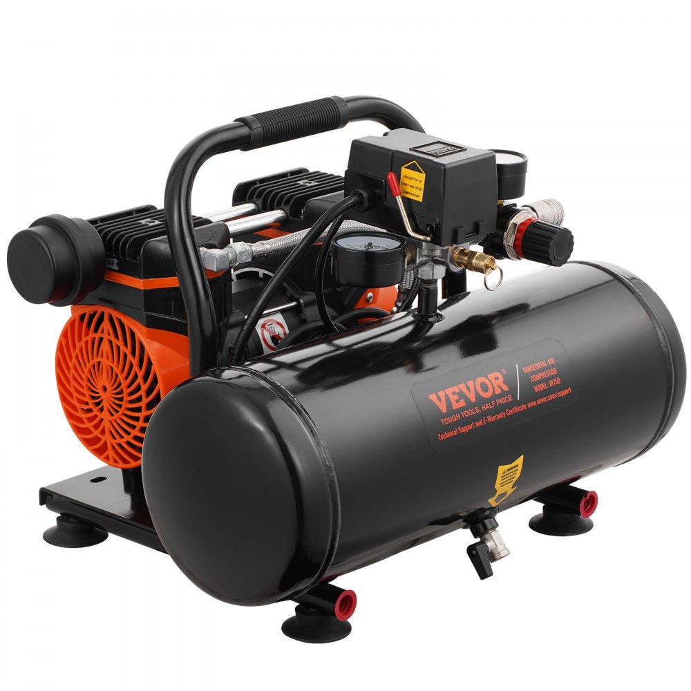 Luchtcompressor, stalen tank van 2 gallon, 1 pk, 2,5 CFM, 8 bar, olievrije luchtcompressor en maximale druk van 120 PSI, 81 dB, ultrastille draagbare compressor voor autoreparatie, bandenspanning, spuiten Luchtcompressor, stalen tank van 2 gallon, 1 pk, 2,5 CFM, 8 bar, olievrije luchtcompressor en maximale druk van 120 PSI, 81 dB, ultrastille draagbare compressor voor autoreparatie, bandenspanning, spuiten