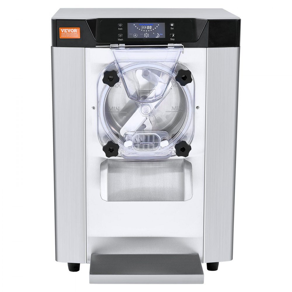 Komercyjna maszyna do lodów, 12 l/h jednosmakowa maszyna do lodów na blacie do podawania na twardo, cylinder ze stali nierdzewnej 4,5 l, panel LED, automatyczne chłodzenie wstępne z czyszczeniem