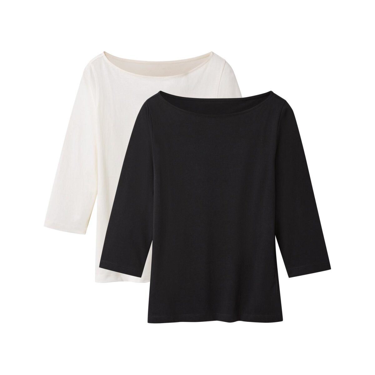 esmara® women's long-sleeved shirt 3/4 sleeves, pack of 2 (black/white, M (40/42))