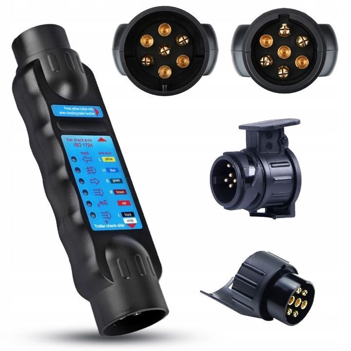 STECKER-Prüfgerät für Anhänger Funk-Steckdosentester mit 2 Adaptern 13/7 - 7/13