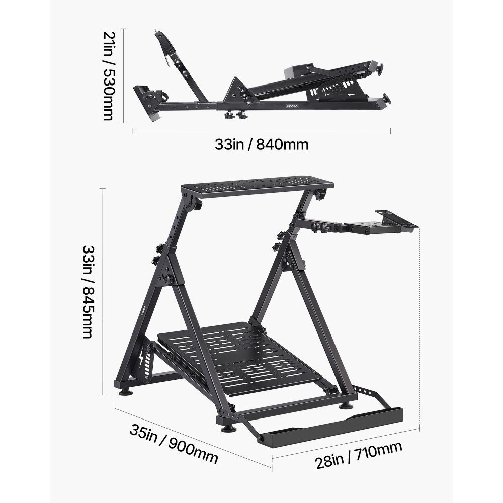 Stuurstandaard, verstelbare en opvouwbare simulatorstandaard voor Logitech G923 G920 G29 G27, Thrustmaster T300RS TX F458 T500RS T3PA-PRO (F1/GT) gamingcockpit, pedaalsimulator niet inbegrepen