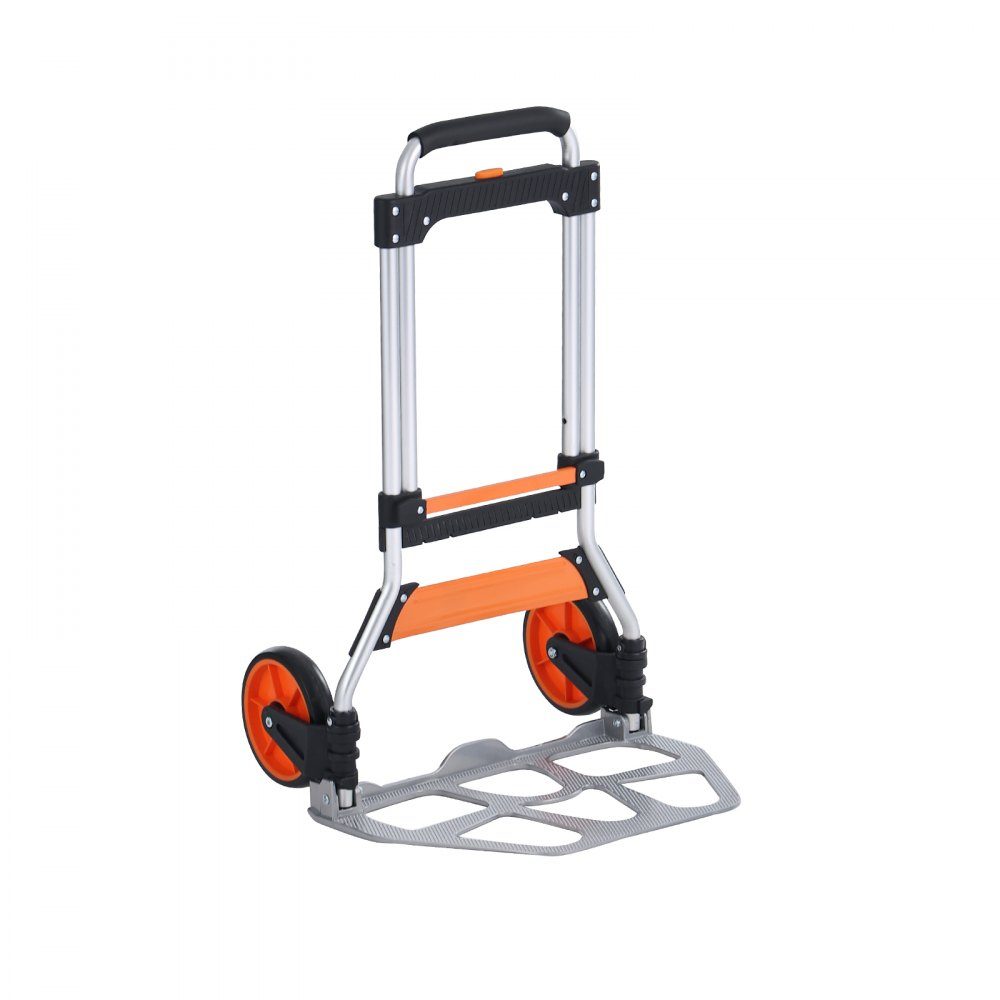 Folding Sack Truck 125kg Aluminum Alloy Plastic Transport Trolley Stacking Trolley with Adjustable Handle 820-1105mm Foldable Trolley with Tension Rope Included Compact Size for Storage