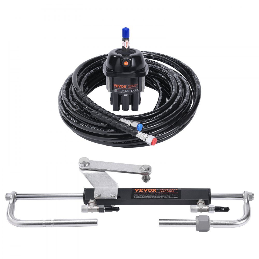 Outboard Hydraulic Steering Kit 90HP, Outboard Hydraulic Steering System with Helm Pump Cylinder, Marine Steering System Kit, Increment 200mm
