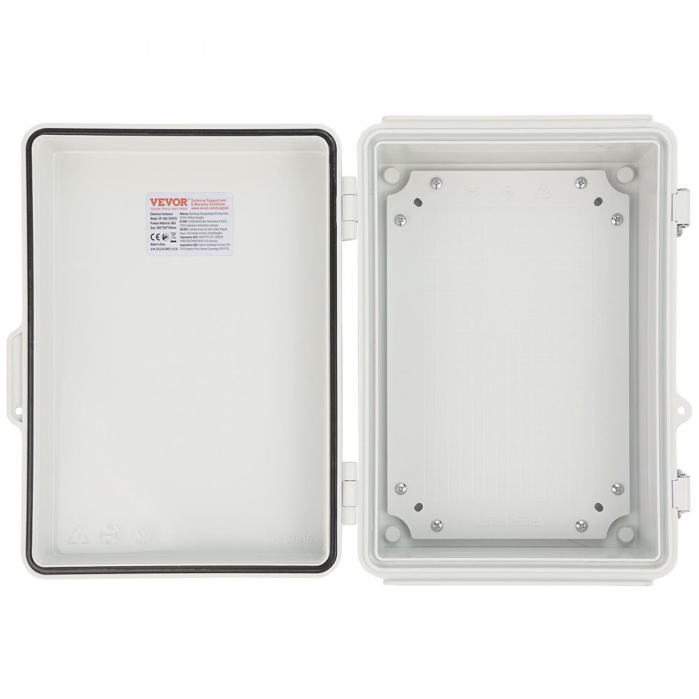 Outdoor Electrical Junction Box 300x200x180mm ABS Plastic Electrical Enclosure with Hinged Lid Stainless Steel Latch IP67 for Outdoor Electrical Projects