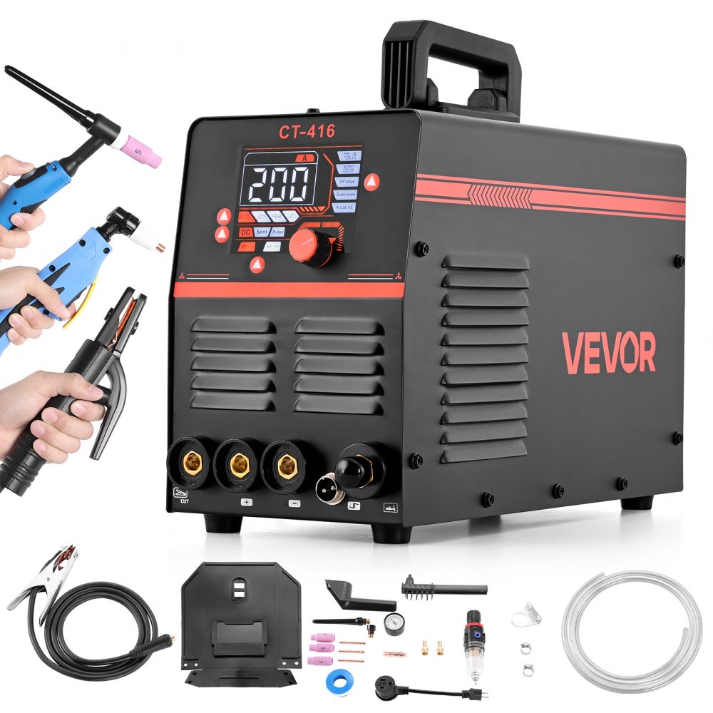 Welding Machine 3-in-1 Combo, Cutting/TIG/MMA, 50A Plasma Cutter & 200A TIG Electrode Welder, LED Digital Display with 2T/4T/PA/PT Function for DIY & Workshops Welding Machine 3-in-1 Combo, Cutting/TIG/MMA, 50A Plasma Cutter & 200A TIG Electrode Welder, LED Digital Display with 2T/4T/PA/PT Function for DIY & Workshops